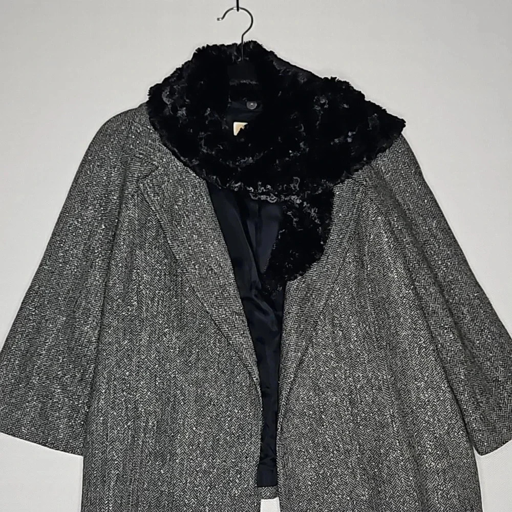 MICHAEL Michael Kors Metallic Tweed Blazer w/ Tie Waist & Faux Fur Women's Large - Picture 12 of 15